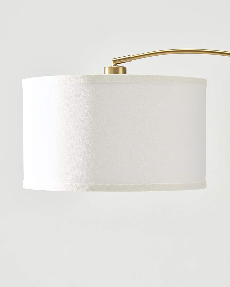 Brightech Logan - Contemporary Arc Floor Lamp w. Marble Base, Antique Brass