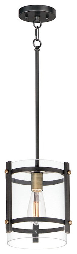 Maxim Lighting Capitol 1-Light Pendant, Black/Antique Brass, 2649BKAB