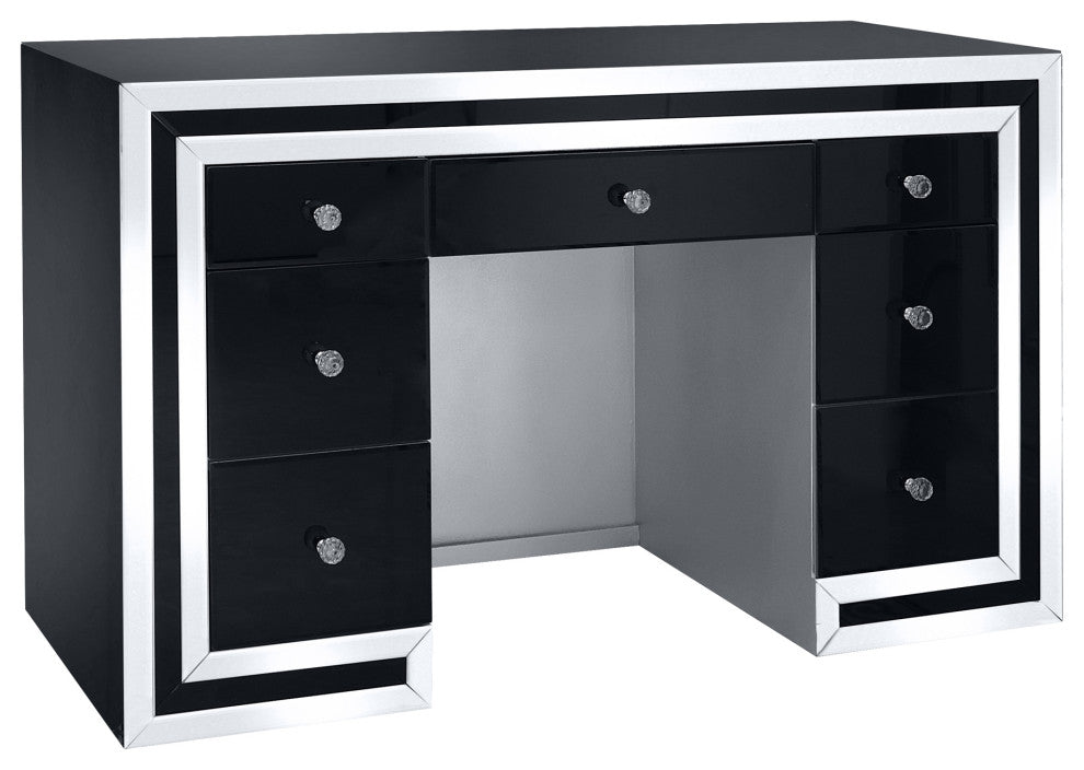 Melanie Premium Mirrored Vanity Table, Black
