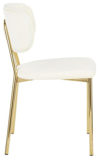 Bouton Contemporary/Glam Chair in Gold Metal and Cream Velvet - Set of 2