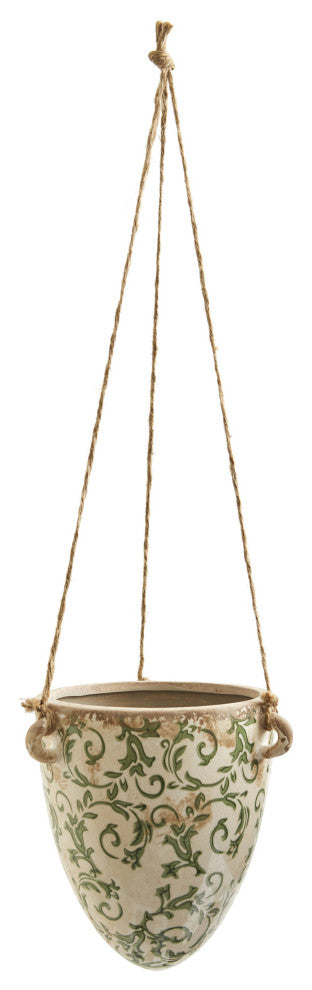 Nearly Natural 2" Tuscan Hanging Ceramic Scroll Planter