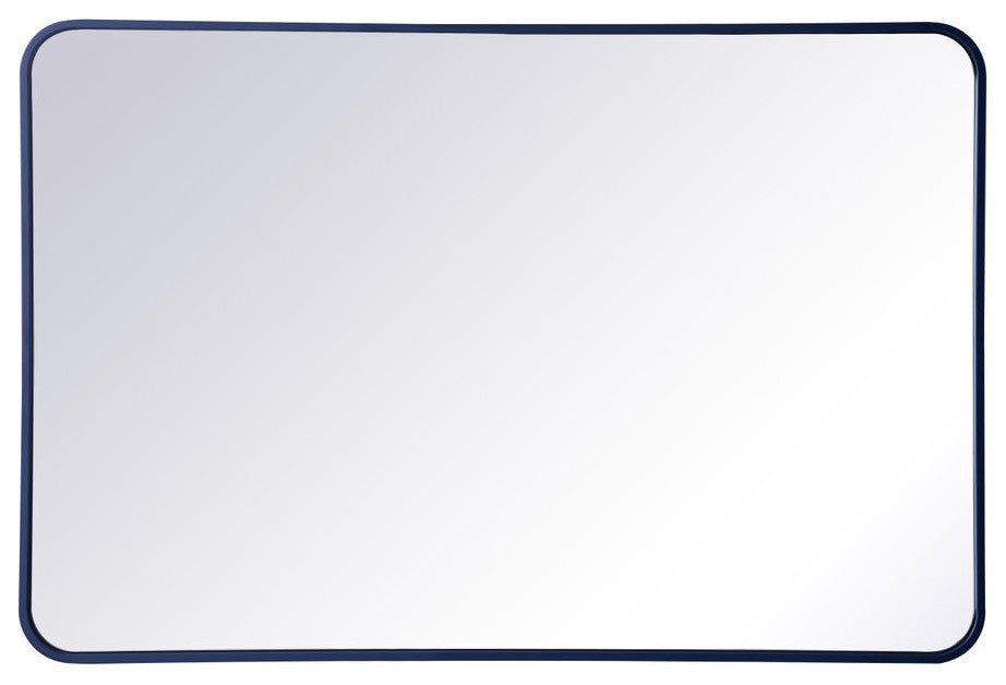 Elegant Decor MR802842BL Soft Corner Metal Rectangular Mirror, 28"x42", Blue