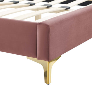 Current Performance Velvet Twin Platform Bed, Dusty Rose