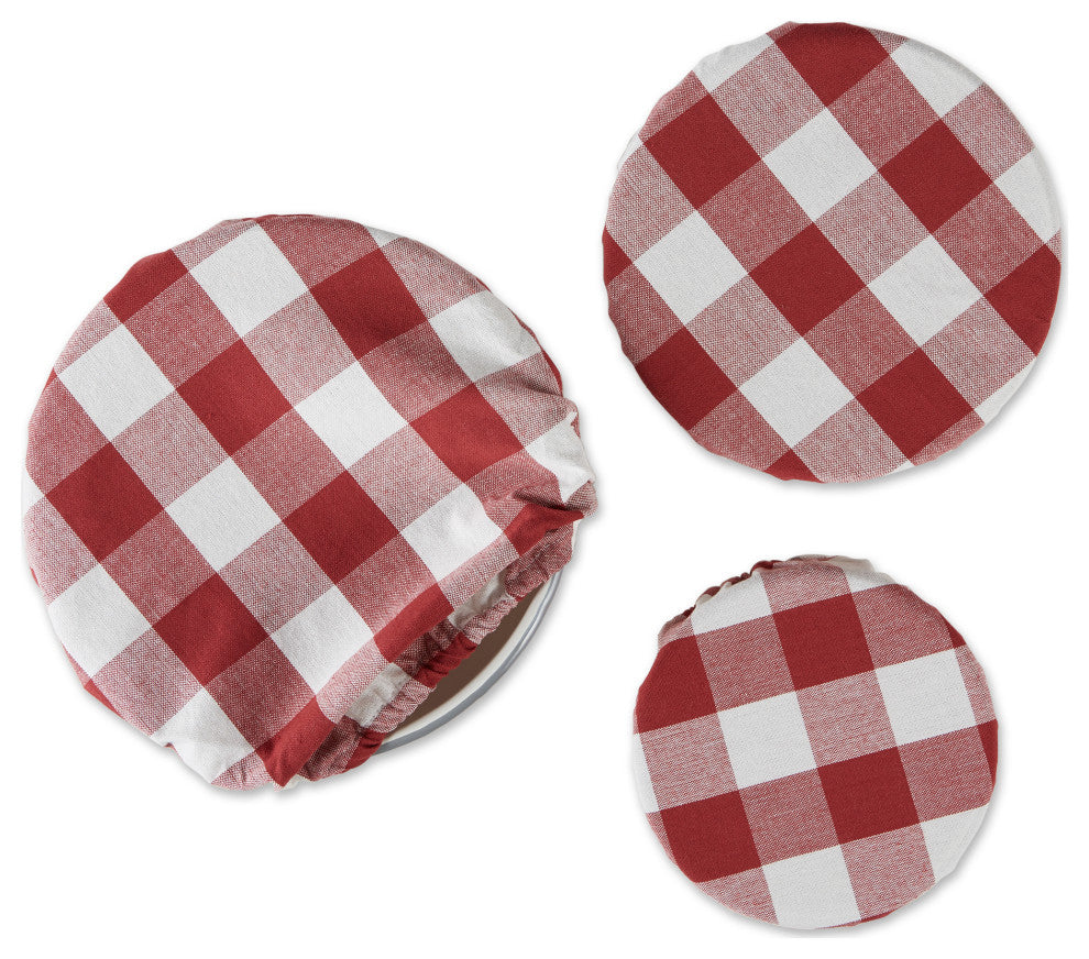 DII Asst Barn Red Buffalo Check Woven Dish Cover (Set of 3)