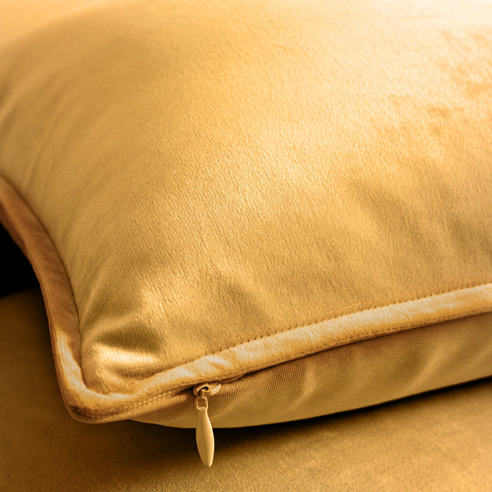 A1HC Soft Velvet Throw Pillow Covers Only, Set of 2, Mustard Yellow, 20"x20"