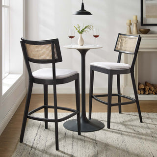 Caledonia Wood Bar Stools - Set of 2 - Black White