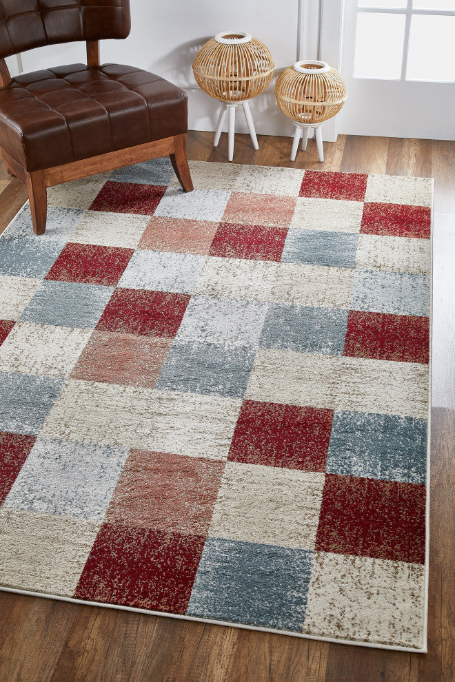 KAS Avalon 5616 Brown Checkered Area Rug, 9' x 12'