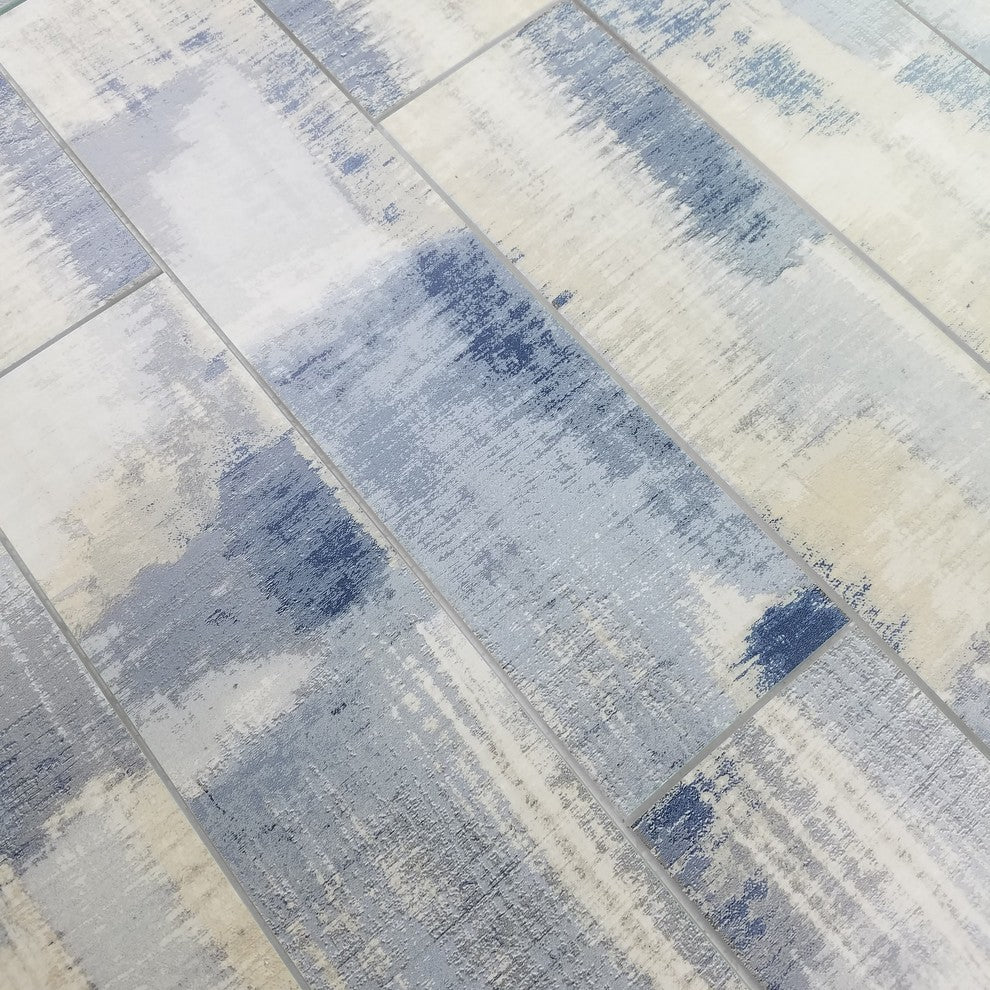 Nature 4 in x 16 in Glass Subway Tile in Cement Blue