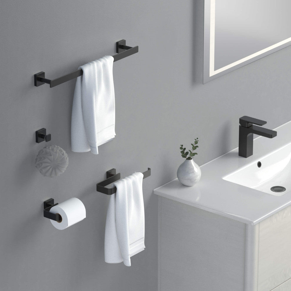 Blaze 4 Piece Bathroom Hardware Set, Matte Black
