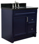 37" Single Sink Vanity, Blue Finish With Black Galaxy Granite
