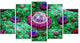 Green Fractal Exotic Planet, Contemporary Canvas Art Print, 60"x32", 5 Panels