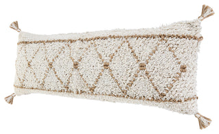 Boho-Chic Diamond Jute and Cotton Throw Pillow, 14" X 36"