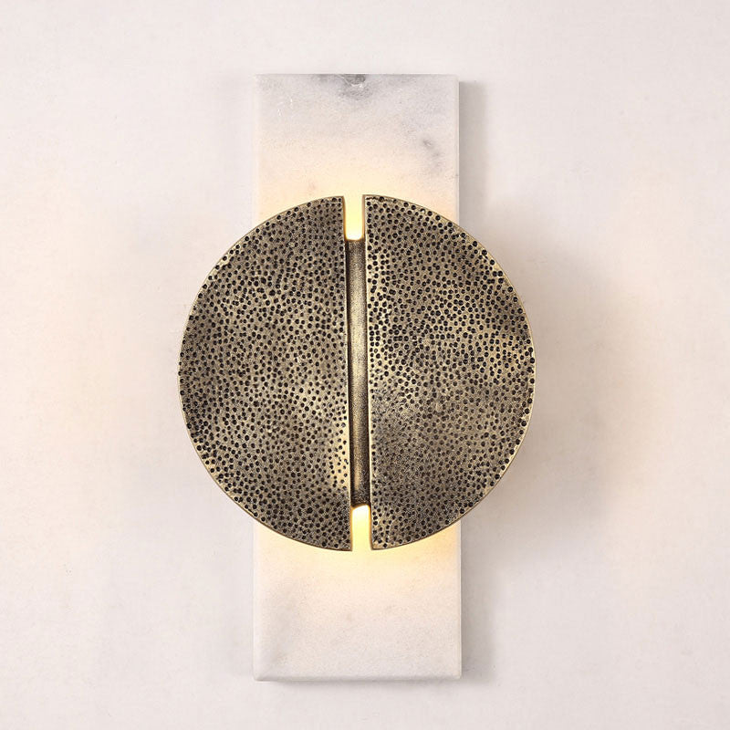 Modern Marble Wall Lamp in Designer Style for Living Room, Bedroom, Copper, Warm Light