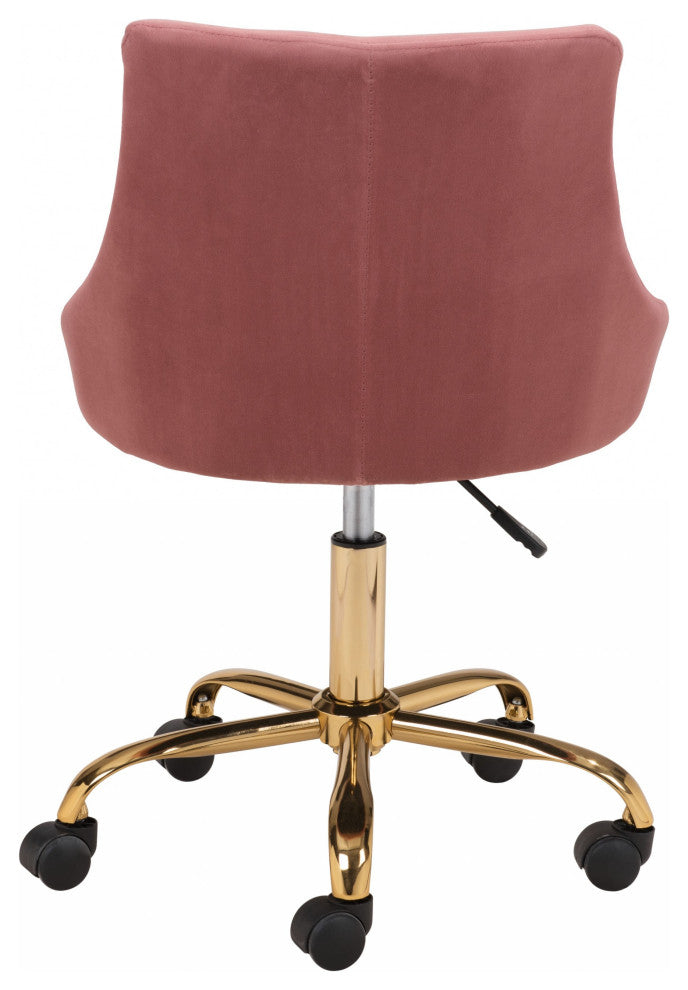 Glam Pink and Gold Round Armless Rolling Office Chair