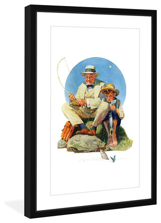 "Catching the Big One" Framed Art Print by Norman Rockwell