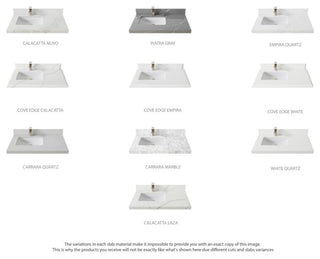 Malibu 36 Left Offset Bath Vanity in White  2" Calacatta Nuvo