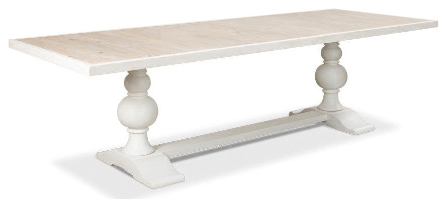 108 White Rectangular Trestle Dining Table for 8 People