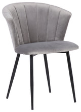 Lulu Contemporary Dining Chair in Black Powder Coated Finish and Grey Velvet