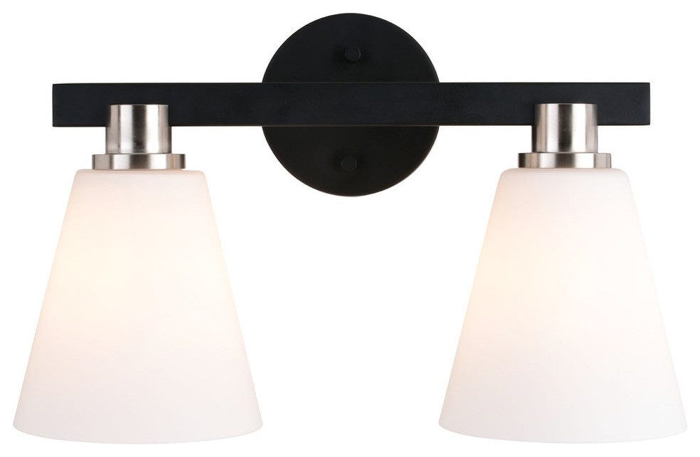 Vermont 2 Light Vanity Matte Black and Satin Nickel