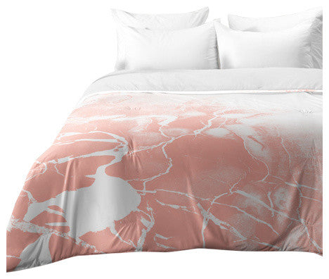 Emanuela Carratoni Pink Marble With White Comforter, Queen