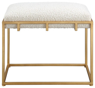 Uttermost Paradox Small Gold and White Shearling Bench