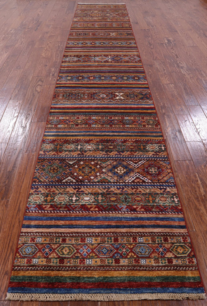 2' 11" X 15' 5" Runner Hand-Knotted Super Kazak Khorjin Rug Q7768