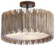 Farmhouse Wooden Cage Semi-Flush Mount Lighting With 3-Light