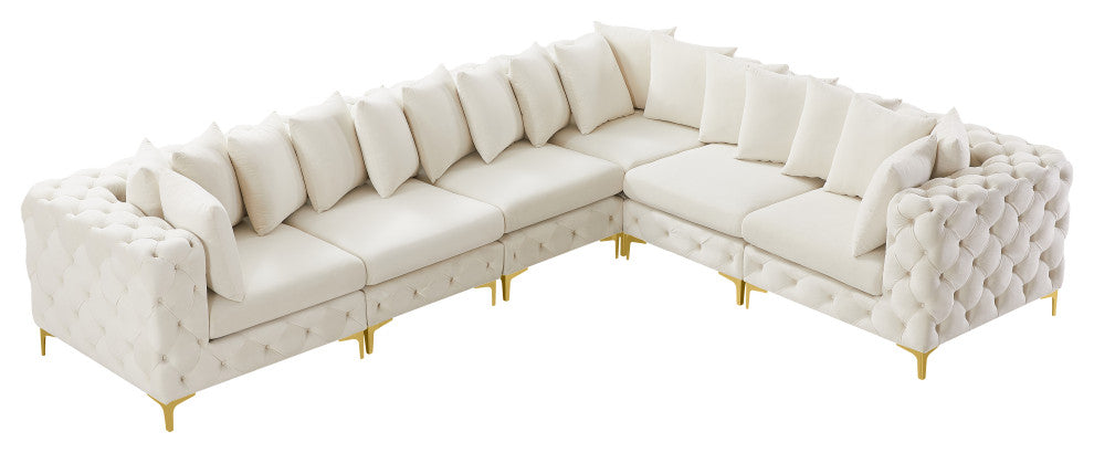 Tremblay Modular Sectional, Cream, L-Shaped, 6-Piece: Armless (3), Corner (3)