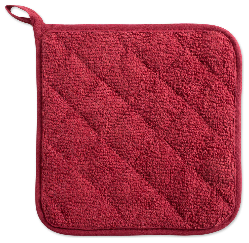 DII Barn Red Terry Pot Holder, Set of 3