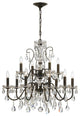 Crystorama 3029-EB-CL-SAQ, 12-Light Chandelier, English Bronze