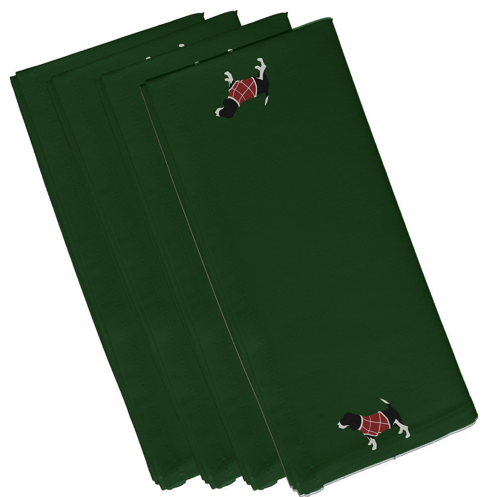 Warmest Wishes, Holiday Animal Print Napkin, Dark Green, Set of 4