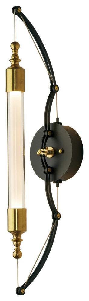 Otto Sconce, Brass w/ Black Finish, Clear Glass with Frosted Diffuser