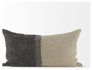 Black and Gray Two Tone Lumbar Pillow Cover
