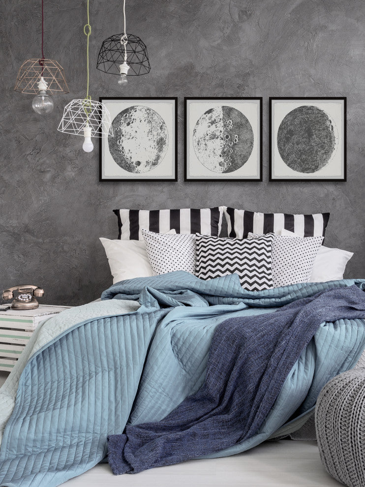 Magnificent Moon Triptych, Set of 3, 32x32 Panels