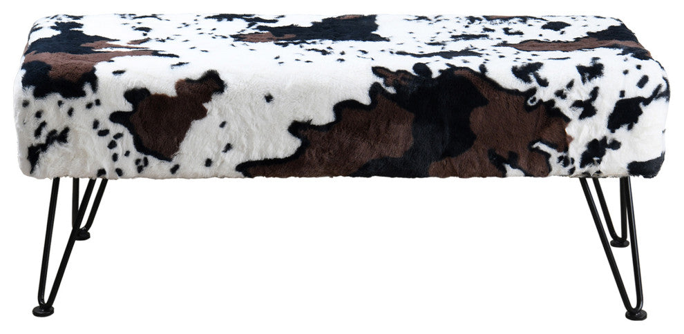 Cows Flowers Rectangle Ottoman, Cows Flowers, 46x16x17