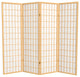 5' Tall Window Pane Shoji Screen, Natural, 4 Panels