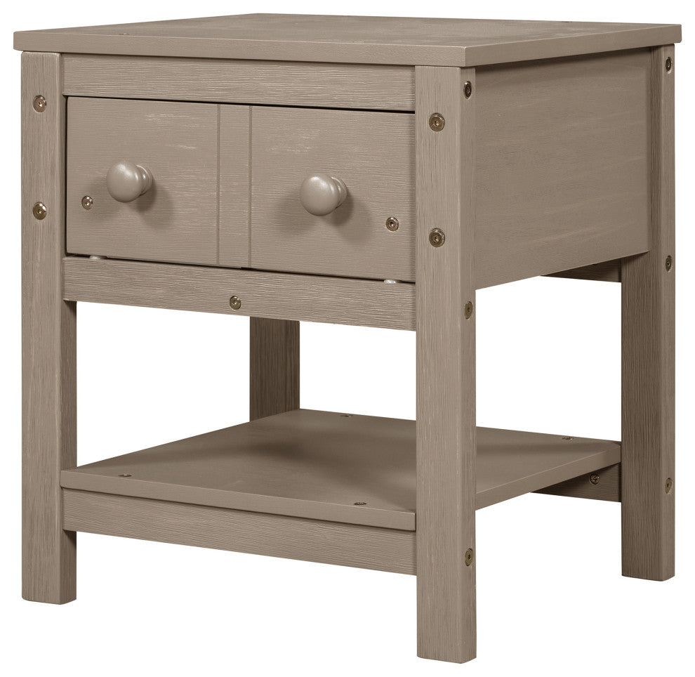 1-Drawer Wood Nightstand with Open Shelf (Set of 2) , Light Brown, 19'' X 16''