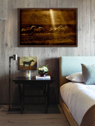 "Horses at Sunrise 2" Framed Painting Print, 30x20