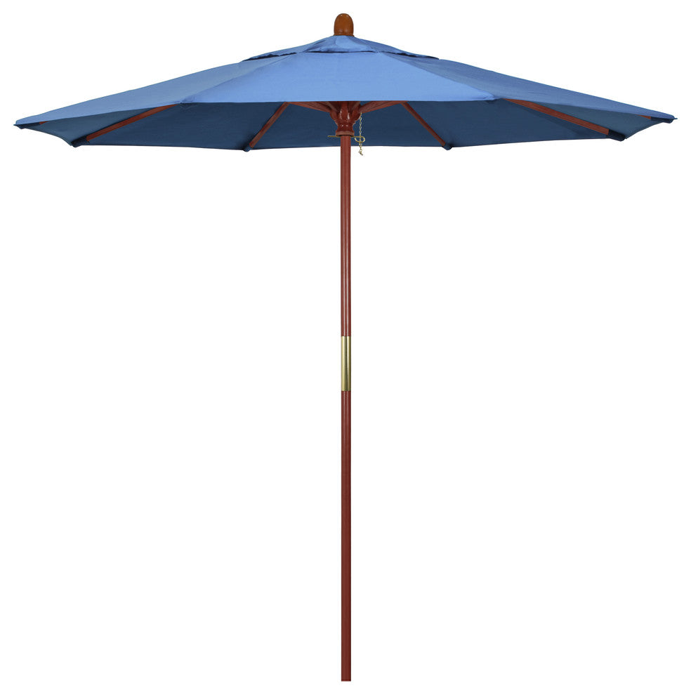 7.5' Square Push Lift Wood Umbrella, Frost Blue Olefin