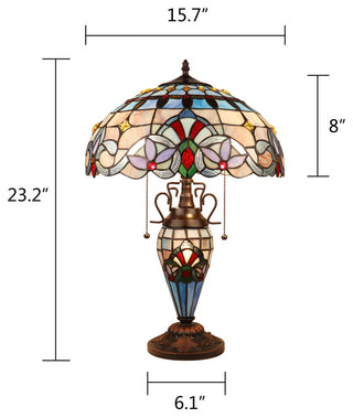 Grenville Victorian-Style 3 Light Double Lit Table Lamp 16" Wide