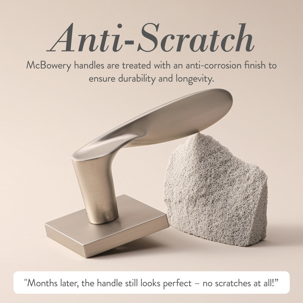 Modern Heavy Duty Designer Interior Door Lever - Lafayette Collection, Satin Nickel, Passage Right Hand