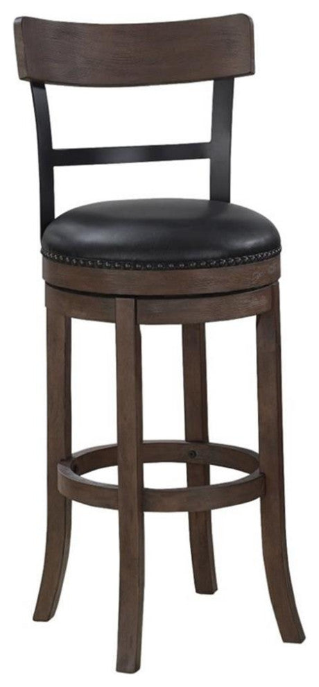 Home Square 2 Piece 26" Height Swivel Bar Stool Set in Washed Brown and Black