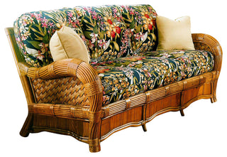 Kingston Reef Sofa in Cinnamon, Botanical-Fern Fabric