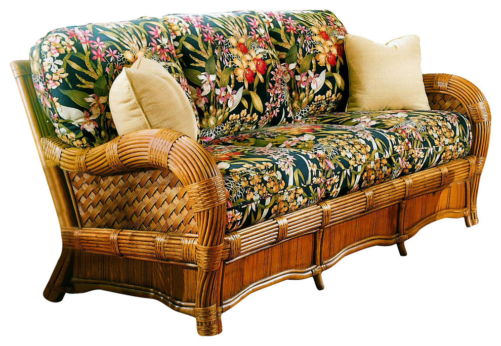 Kingston Reef Sofa in Cinnamon, Botanical-Fern Fabric