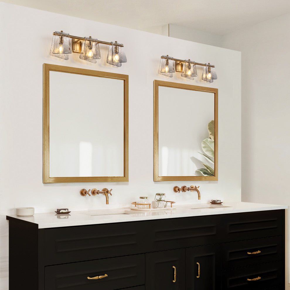 LNC Afmean 3-Light 24"W Modern Smoked-Gray Bathroom Vanity Light