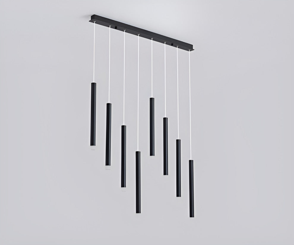 Burgdorf | Black Pendant Lamp in a Nordic Style for Kitchen, 8 Heads Black, Warm Light