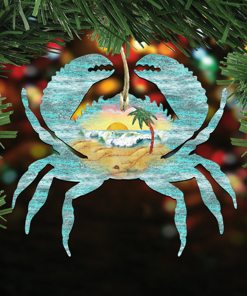 Crab Scenic Ornament, Set of 3