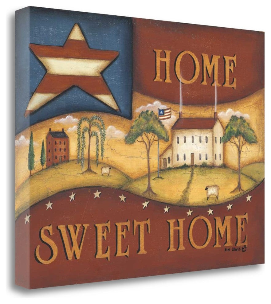 "Home Sweet Home" By Kim Lewis,Ready to Hang Giclee Print on Gallery Wrap Canvas