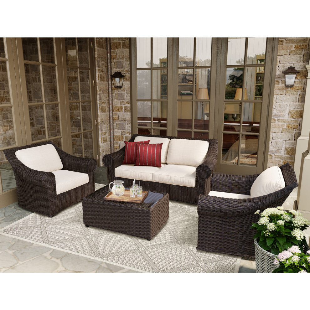 Martha Stewart Cedarstone 4-Piece Outdoor Conversation Set, Dark Brown