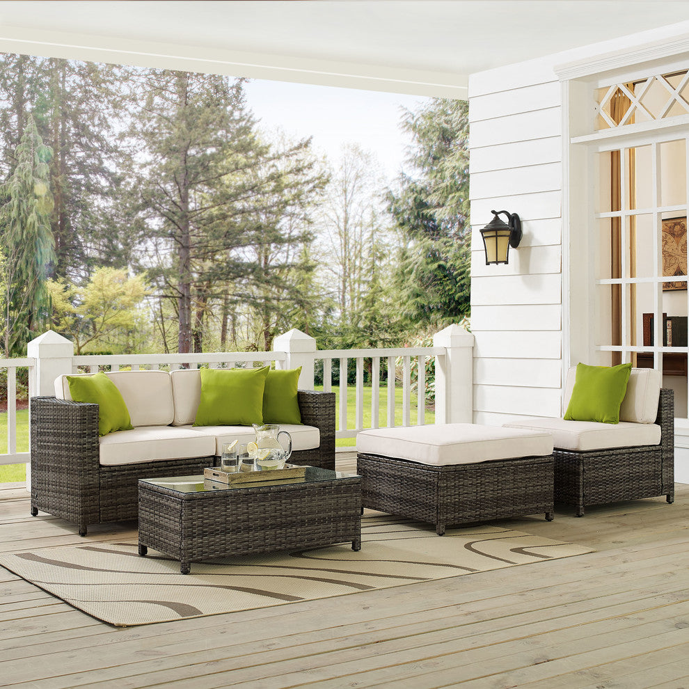 Sea Island 5-Piece Wicker Conversational Set, Gray